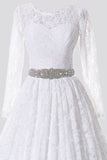 A-line Sweetheart Lace Wedding Dresses with Belt BO8