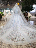 Stunning Light Blue Long Sleeve Wedding Dresses High Neck Quinceanera Dresses PW772