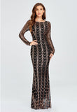 New Arrival Black And Silver Long Sleeves Mermaid Long Prom Dresses