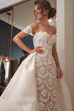 Charming Mermaid Ivory Off the Shoulder Lace Wedding Dresses Bridal Dresses W1266