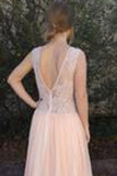 Sweetheart A Line Peach Chiffon Sleeveless Pink Open Back Prom Dress