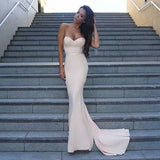 Sweetheart Mermaid Strapless Satin Evening Gowns Long Prom Dress