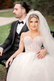 A-line Sweetheart Tulle Wedding Dress with Beading N095
