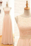 Blush Pink Chiffon A Line Zipper Floor-Length Long Bridesmaid Dress