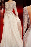 Charming Long Sleeves Floor-length Backless Long Prom Dress