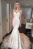 Gorgeous Mermaid Sweetheart Court Train Champagne Tulle Wedding Dresses uk with Appliques Lace PH275