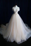 A-Line Off-the-Shoulder Tulle Sweetheart Lace up Ivory Bowknot Beach Wedding Dresses uk PH183