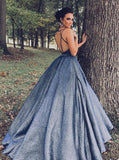 Pretty Ball Gown V-Neck Long Prom Dresses Formal Dresses