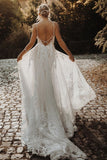 A-line V Neck Tulle Lace Wedding Dress N128