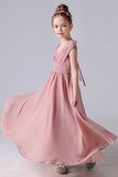 A Line Chiffon Sleeveless Flower Girl Dress With Pleats