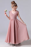 A Line Chiffon Sleeveless Flower Girl Dress With Pleats