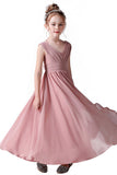 A Line Chiffon Sleeveless Flower Girl Dress With Pleats