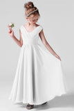 A Line Chiffon Sleeveless Flower Girl Dress With Pleats