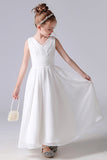 A Line Sleeveless Flower Girl Dress With Pleats