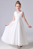 A Line Sleeveless Flower Girl Dress With Pleats