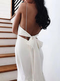 Princess Spaghetti Straps Backless V-Neck Mermaid Wedding Dress Bridal Dress W1116