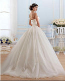 2017 White Tulle Sweetheart Strapless Open Back Ball Gown Sleeveless Floor-Length Wedding Dress PM753