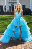 A Line Tulle Long High Low Prom Dress Formal Evening Dress OK2012