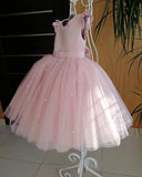 Lovely Pretty Pink Round Neck Tulle Flower Girl Dress Cheap Wedding Little Girl FG1020