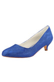 Charming Lace Royal Blue Custom Made Wedding Shoes L-921