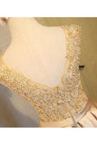 Light Beads Satins Lace Round Neck Homecoming Dresses PW384