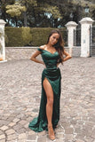 Mermaid Off the Shoulder V-Neck Evening Dress with High Split P1539