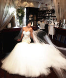 Stunning Mermaid Strapless Sweetheart Tulle Wedding Dress with Appliques Wedding Gowns W1169