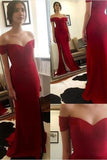 Charming Off the Shoulder Red Sweetheart Slit Prom Dress