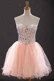 Sweetheart Beading Tulle Sleeveless Charming Homecoming Dress XT278