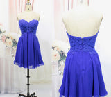 Tulle Lace Royal Blue Fitted Short Prom Dress Homecoming Dress