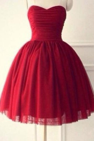 Sweetheart Sleeveless Knee-Length Red Homecoming Dress PM472