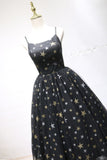 Unique Black Star Printed Tulle Short Prom Dress Cocktail Dress P1552