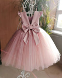 Lovely Pretty Pink Round Neck Tulle Flower Girl Dress Cheap Wedding Little Girl FG1020