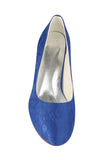 Charming Lace Royal Blue Custom Made Wedding Shoes L-921