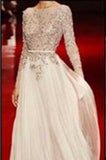 Charming Long Sleeves Floor-length Backless Long Prom Dress